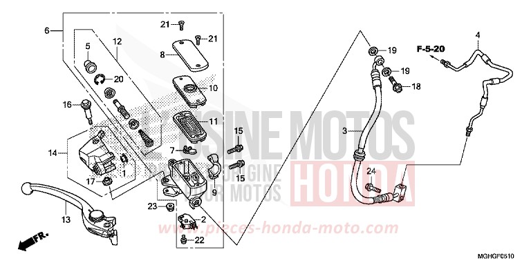 FR. BRAKE MASTER CYLINDER for VFR1200X Dual Clutch DEGITAL SILVER METALLIC (NHA30) from 2016